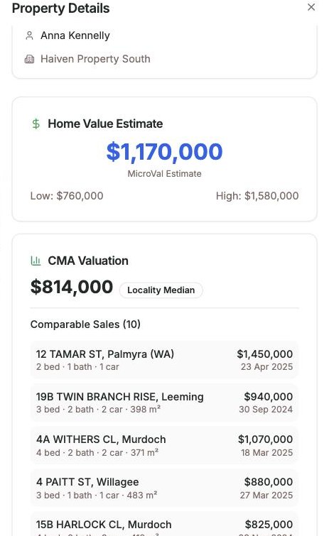 Valuations and property reports in the Marketli app